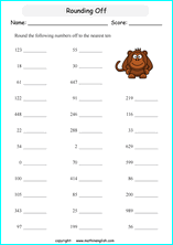 printable math rounding off the nearest 10 worksheets for kids in primary and elementary math class 