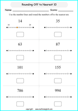 printable math rounding off the nearest 10 worksheets for kids in primary and elementary math class 