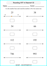 Rounding With Vertical Number Lines Worksheet