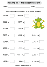 printable math rounding off decimals worksheets for kids in primary and elementary math class 