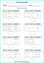 decimal spelling worksheets for grade 1 to 6 