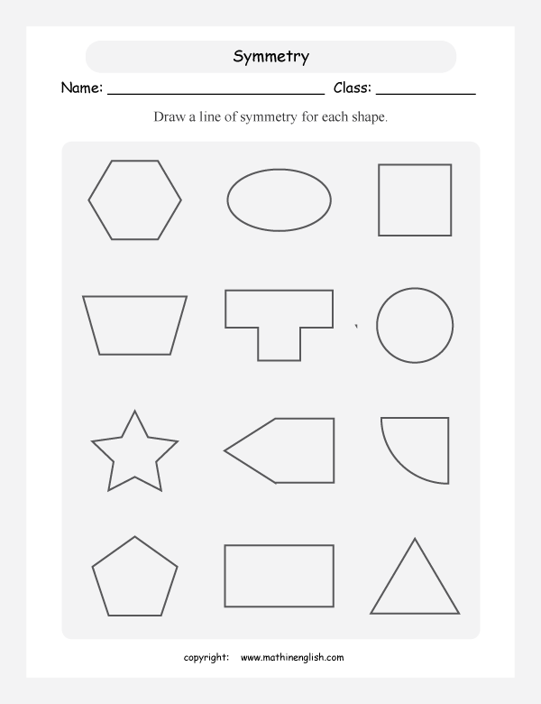 symmetry geometry math worksheets for primary math class 