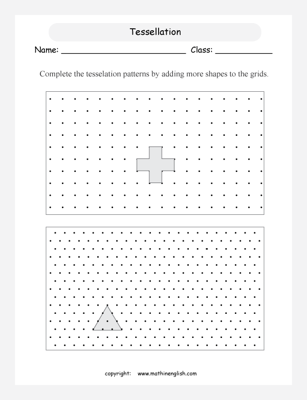 tessellation geometry math worksheets for primary math class 