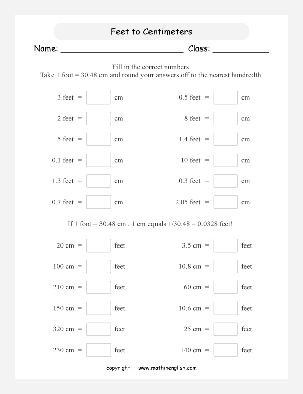 length metric to imperial conversion worksheets for primary math  