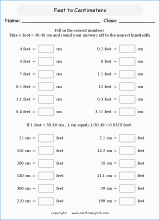 length metric to imperial conversion worksheets for primary math  