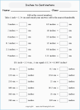 length metric to imperial conversion worksheets for primary math  