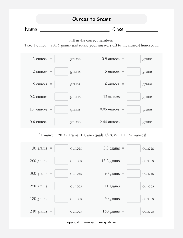 Convert ounces in grams and round your answer off to the nearest