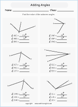  angles on lines geometry math worksheets for primary math class 