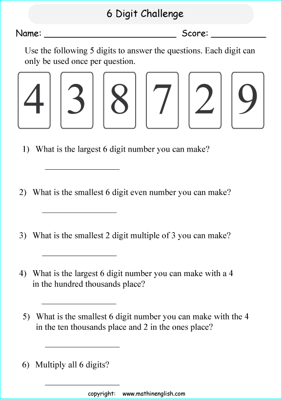 printable math place value of big number worksheets for kids in primary and elementary math class 