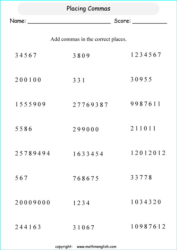 printable math place value of big number worksheets for kids in primary and elementary math class 