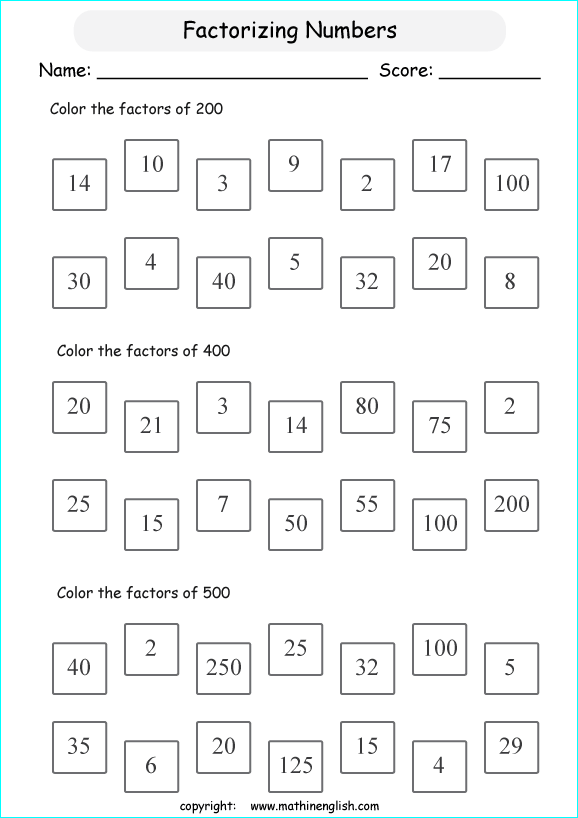 Which numbers are factors of these numbers up to 300? Color them. great