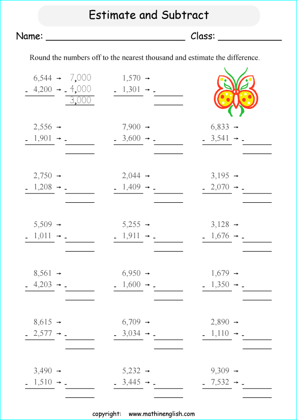 printable math estimation of differences worksheets for kids in primary and elementary math class 