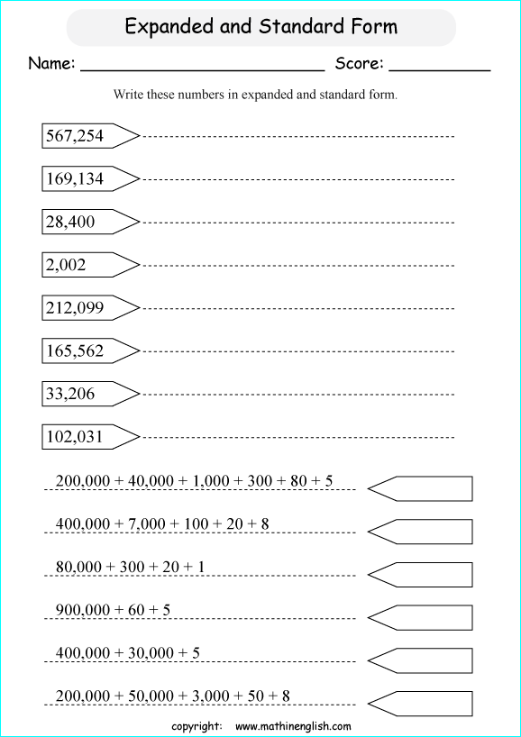 printable math place value of big number worksheets for kids in primary and elementary math class 