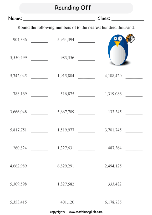 Round these numbers off to the nearest 100,000 grade 5 rounding off