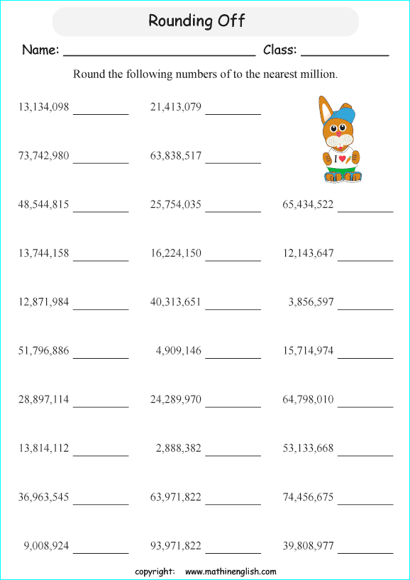 Rounding Numbers Grade 5 Worksheets