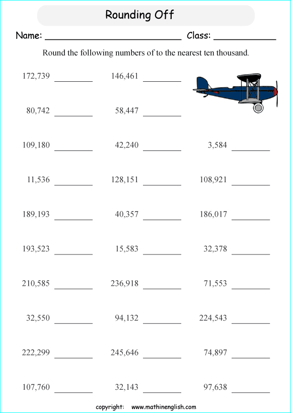 printable math rounding off big numbers worksheets for kids in primary and elementary math class 