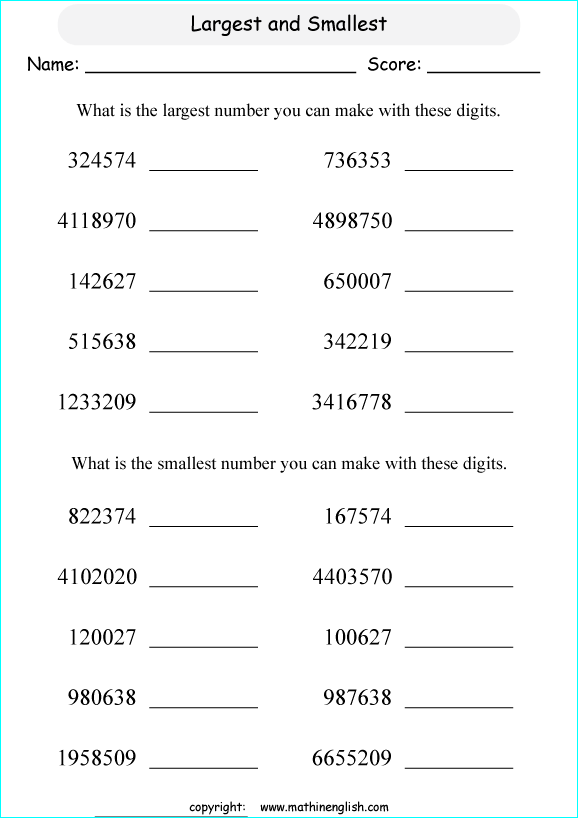 printable math place value of big number worksheets for kids in primary and elementary math class 