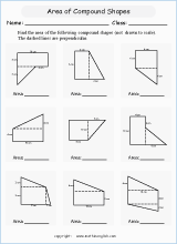 area and perimeter in compound shapes worksheets for primary math  
