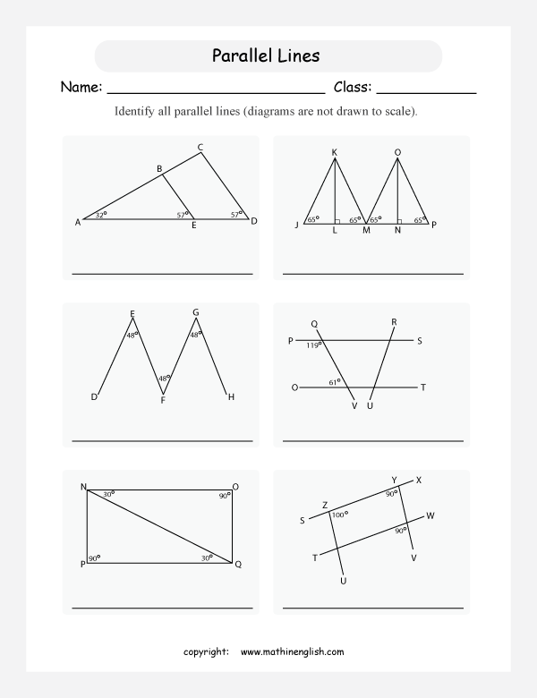  angles on lines geometry math worksheets for primary math class 