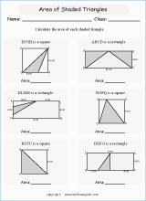 area and perimeter of triangles worksheets for primary math  