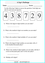 printable math place value of big number worksheets for kids in primary and elementary math class 