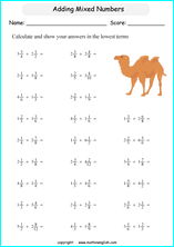 printable math unlike fraction subtraction worksheets for kids in primary and elementary math class 