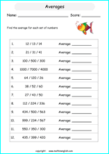 average calculations worksheets for grade 1 to 6 