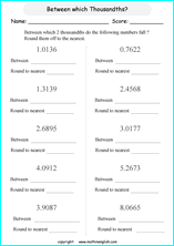 printable rounding off decimals worksheets for kids in primary and elementary math class 