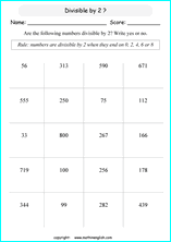 printable math divisibility rules worksheets for kids in primary and elementary math class 