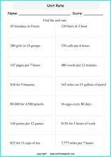 unit rates proportions math worksheets for grade 1 to 6 