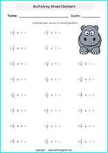 printable multiplying fractions worksheets for kids in primary and elementary math class 