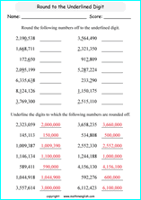 printable math rounding off big numbers worksheets for kids in primary and elementary math class 