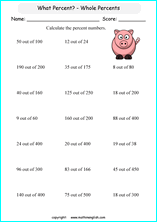 what percent math worksheets for grade 1 to 6 