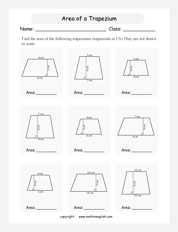 Area Of Triangle And Trapezoid Worksheet Pdf