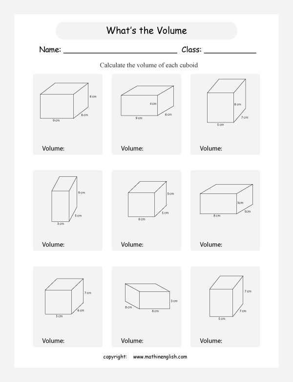 volume capacity geometry math worksheets for primary math class 