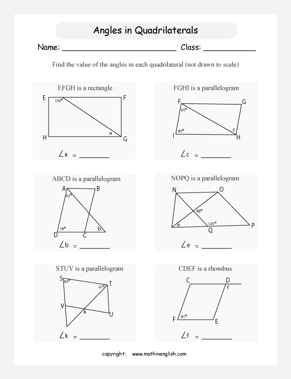  angles in shapes and polygons geometry math worksheets for primary math class 