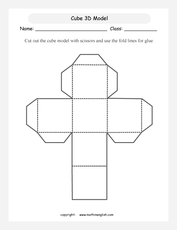 Cut out the cube model with scissors and use the fold lines for glue.