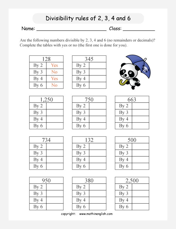 Numbers Divisible By 2 Worksheets