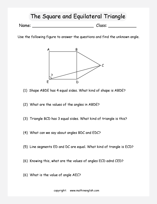  angles in shapes and polygons geometry math worksheets for primary math class 