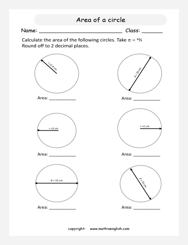 circle properties worksheets for primary math  