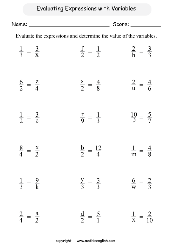 Cross Multiplication Worksheet With Variables Pictures Small Letter