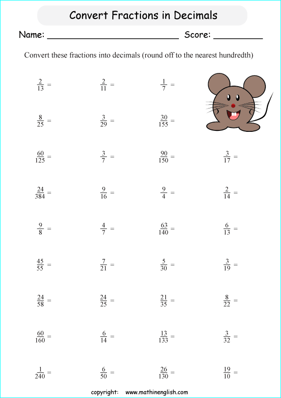Homework help writing fractions as decimals
