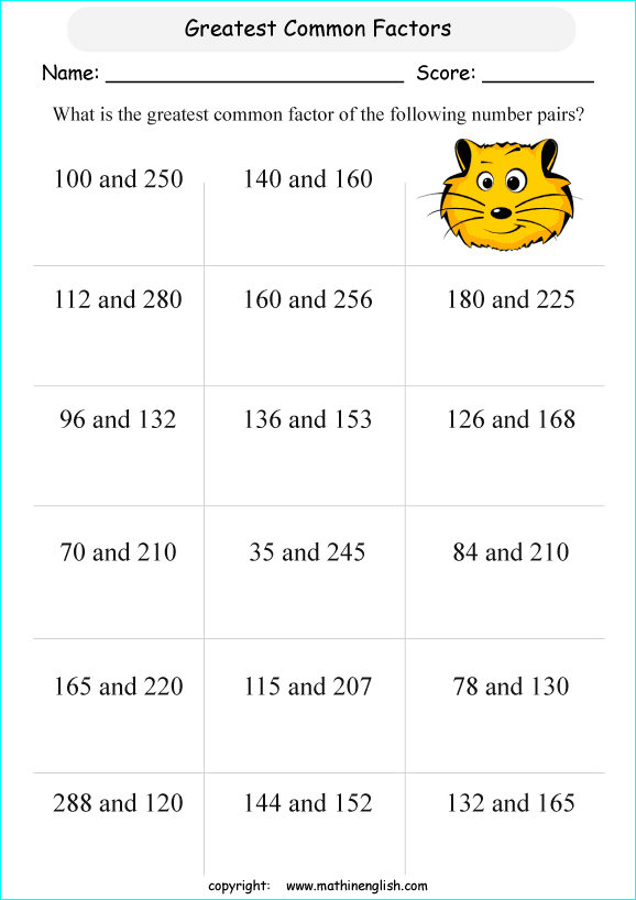 Find the greatest common factor of two number up to 500. First