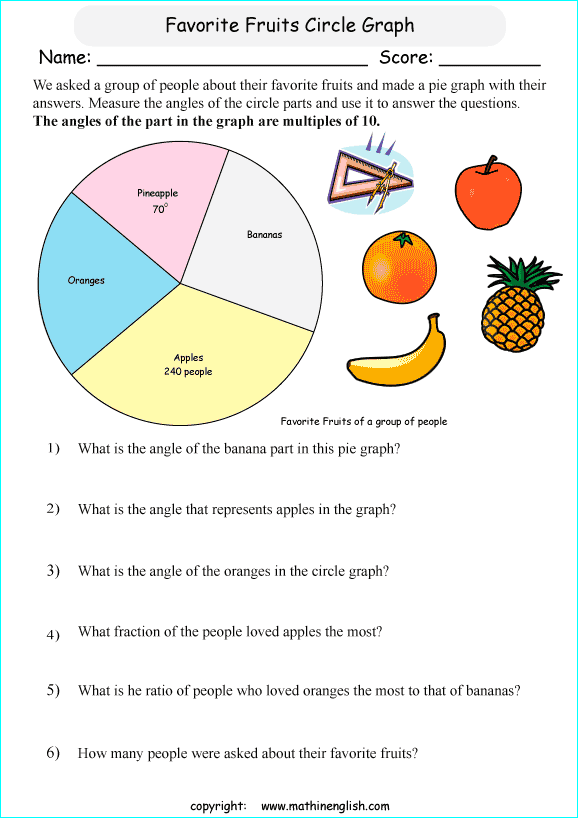 worksheets with pie and circle graphs for primary math students