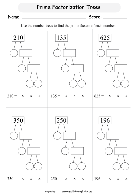 factor-tree-worksheets