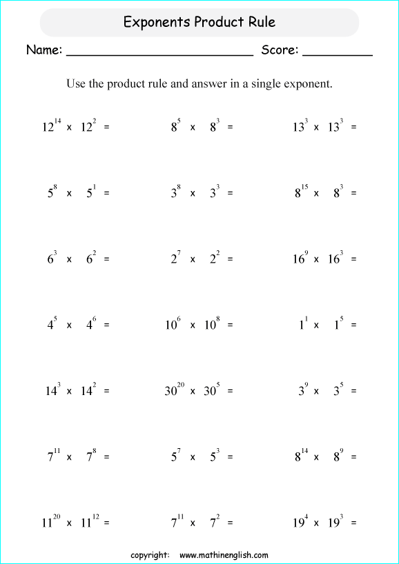 Exponent Rules Worksheet. Worksheets. Kristawiltbank Free printable Worksheets and Activities