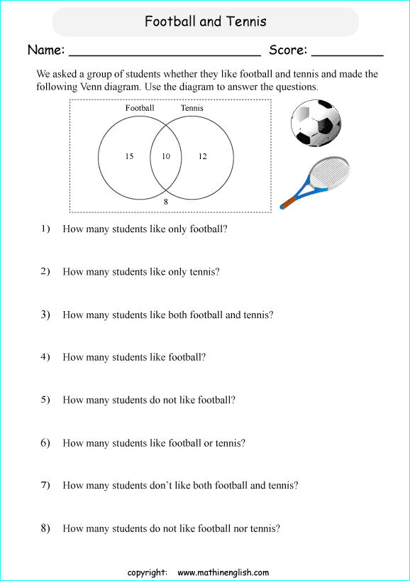 venn diagram worksheets for primary math students