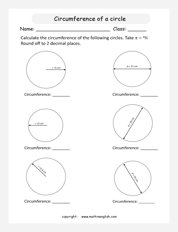 circle properties worksheets for primary math  