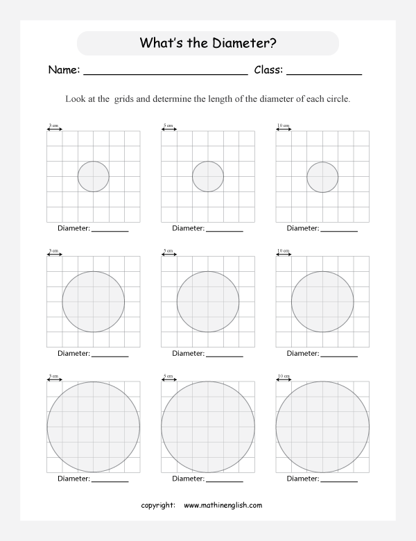 circle properties worksheets for primary math  