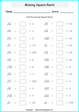 printable dividing square rots worksheets for kids in primary and elementary math class 